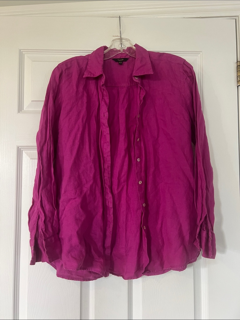 100% linen Massimo Dutti Fuchsia Button-Down Shirt